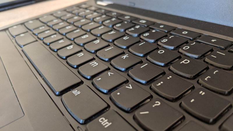 The ThinkPad 13 Chromebook may not have a TrackPoint nub, but it has a great, deep keyboard.